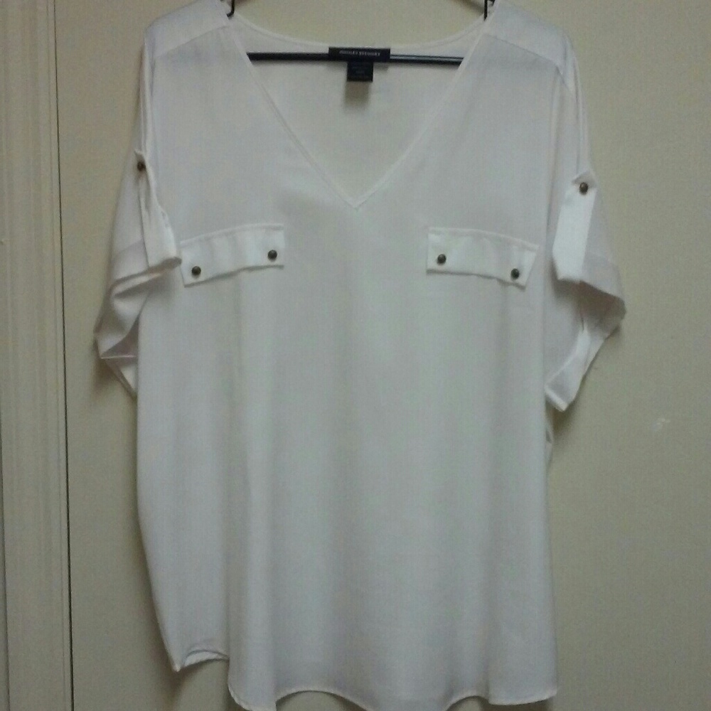 Ashley Stewart White Short Sleeve Top Size 18/20